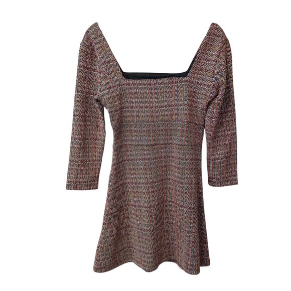 REVOLVE Free People Uptown Girl Plaid Tweed Long Sleeve Mini Dress Women size 6 - Picture 7 of 8